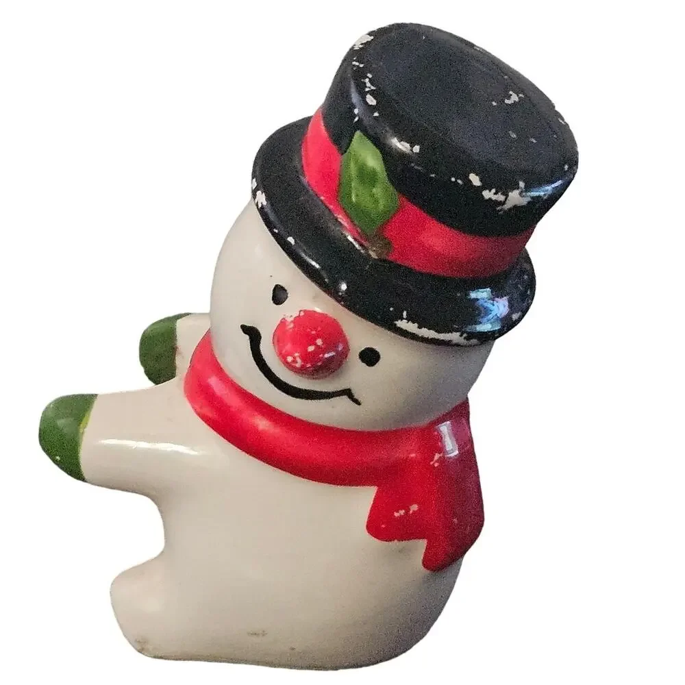 Vintage Cermaic Snowman Decor Small